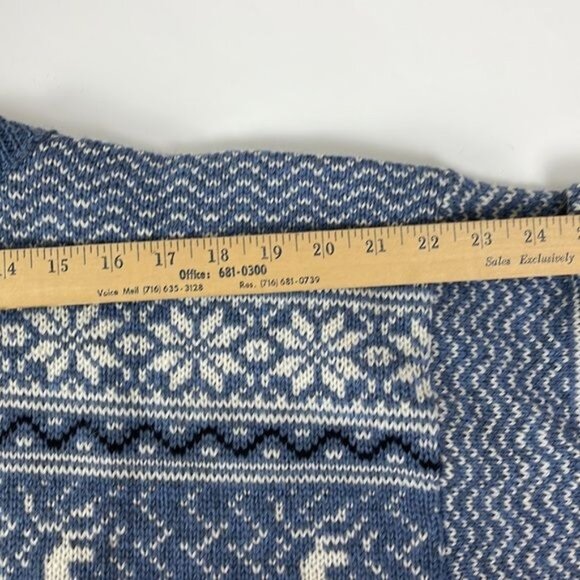 Norlender Women's Wool Blue Reindeer Snowflake Sweater US sz 12 - Euro size 40 - Picture 5 of 13